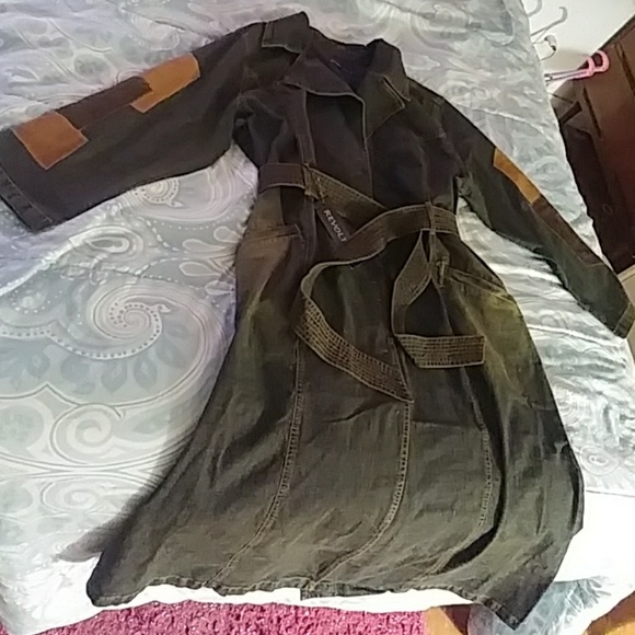 LAST ONE ๐ TRENCH Long Coat Jacket Plus sz - Picture 2 of 7
